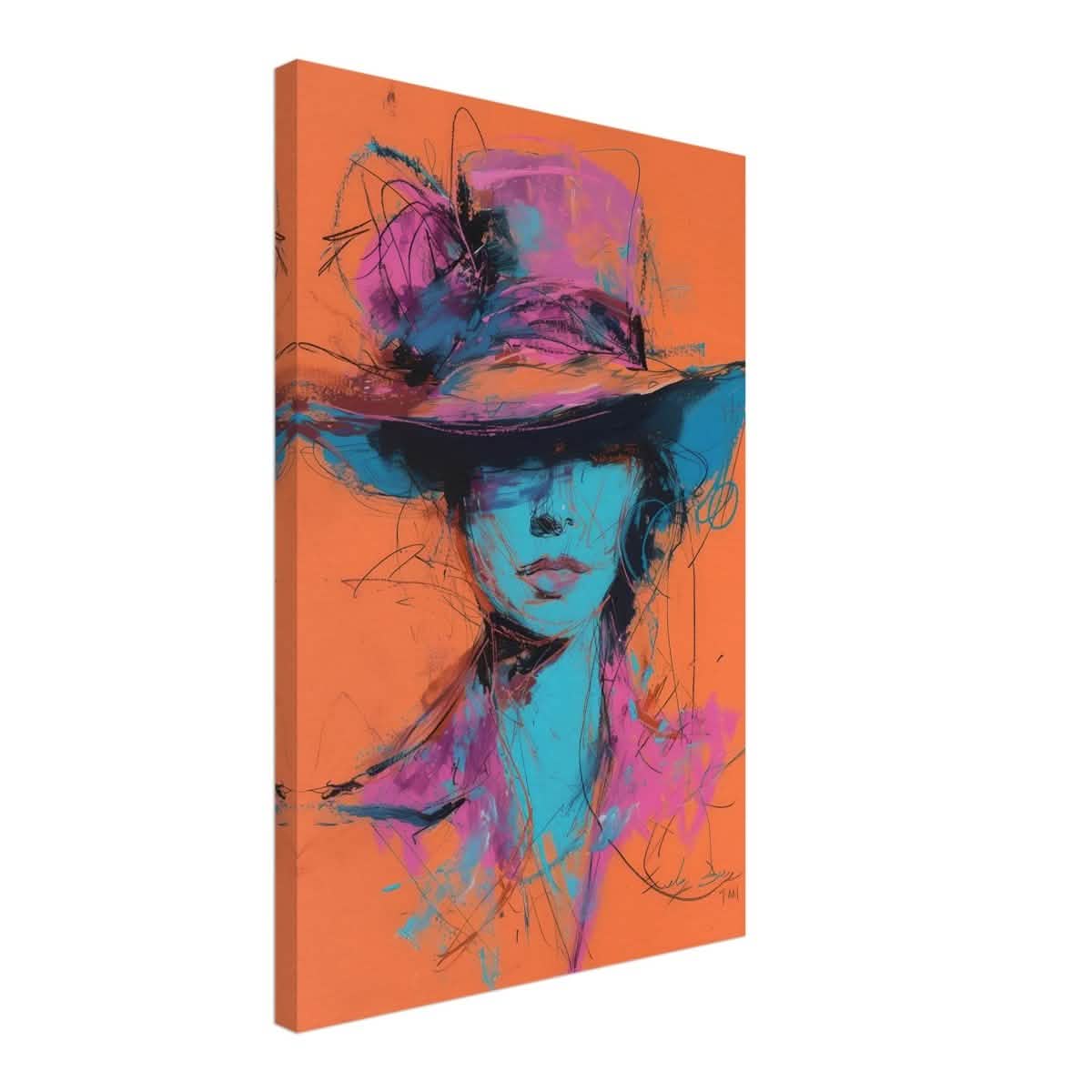 Vivid Allure: Neon Fashion Portrait | Contemporary Abstract Portrait | Wall art print - Canvas - 40x60 cm / 16x24″ -