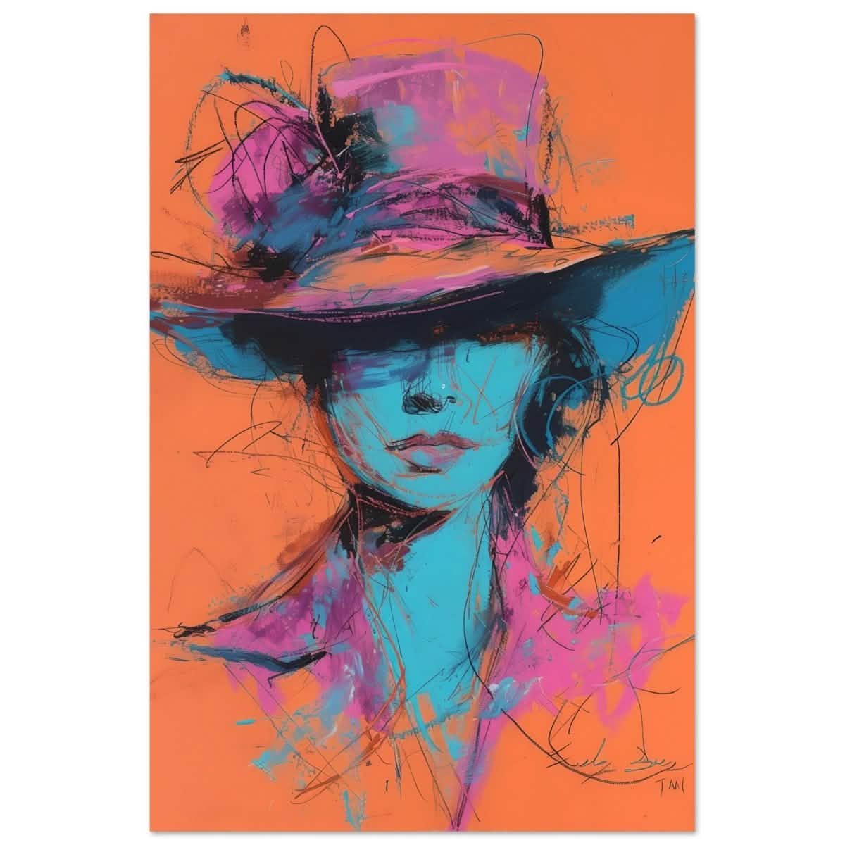 Vivid Allure: Neon Fashion Portrait | Contemporary Abstract Portrait | Wall art print - Aluminum Print - 30x45 cm / 12x18″ -