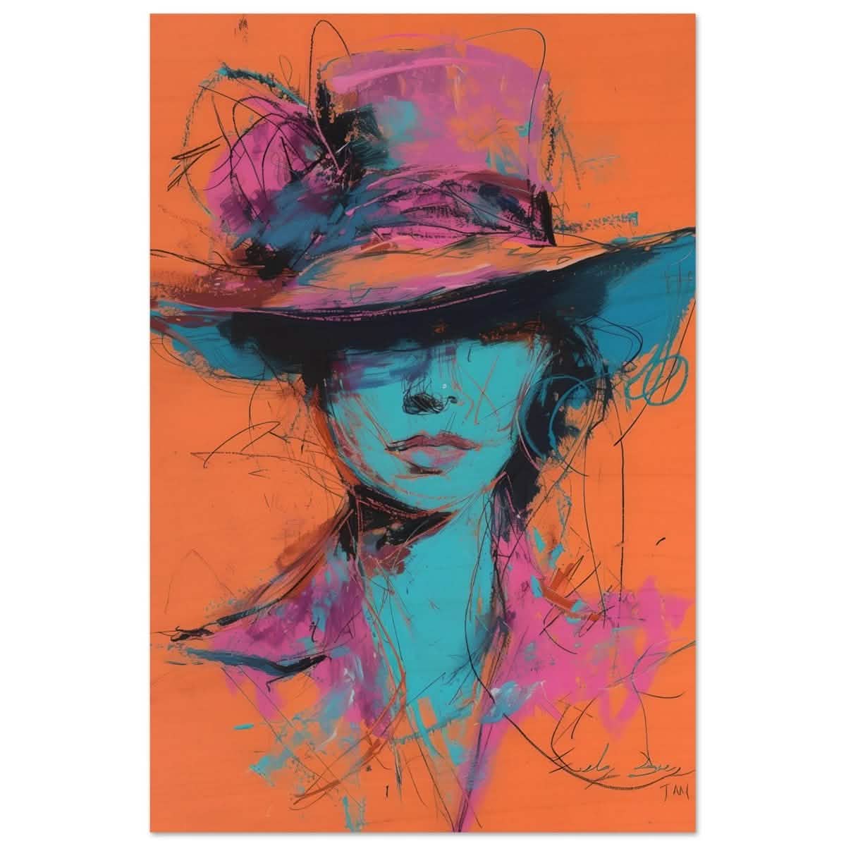 Vivid Allure: Neon Fashion Portrait | Contemporary Abstract Portrait | Wall art print - Wood Prints - 30x45 cm / 12x18″ -