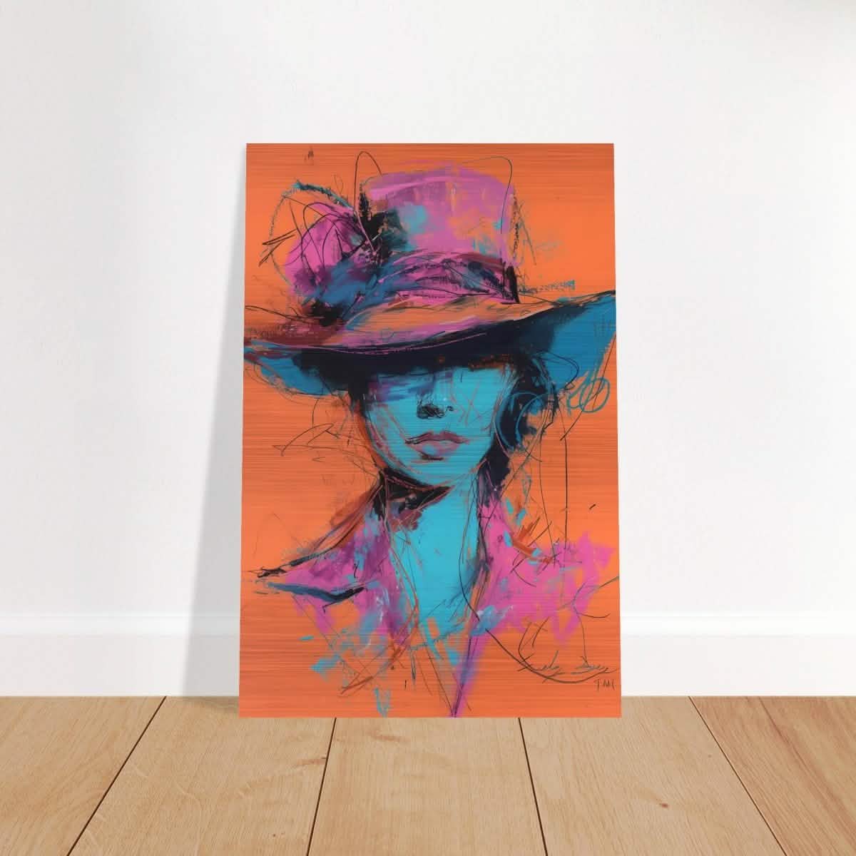 Vivid Allure: Neon Fashion Portrait | Contemporary Abstract Portrait | Wall art print - Brushed Aluminum Print - 40x60 cm / 16x24″ -