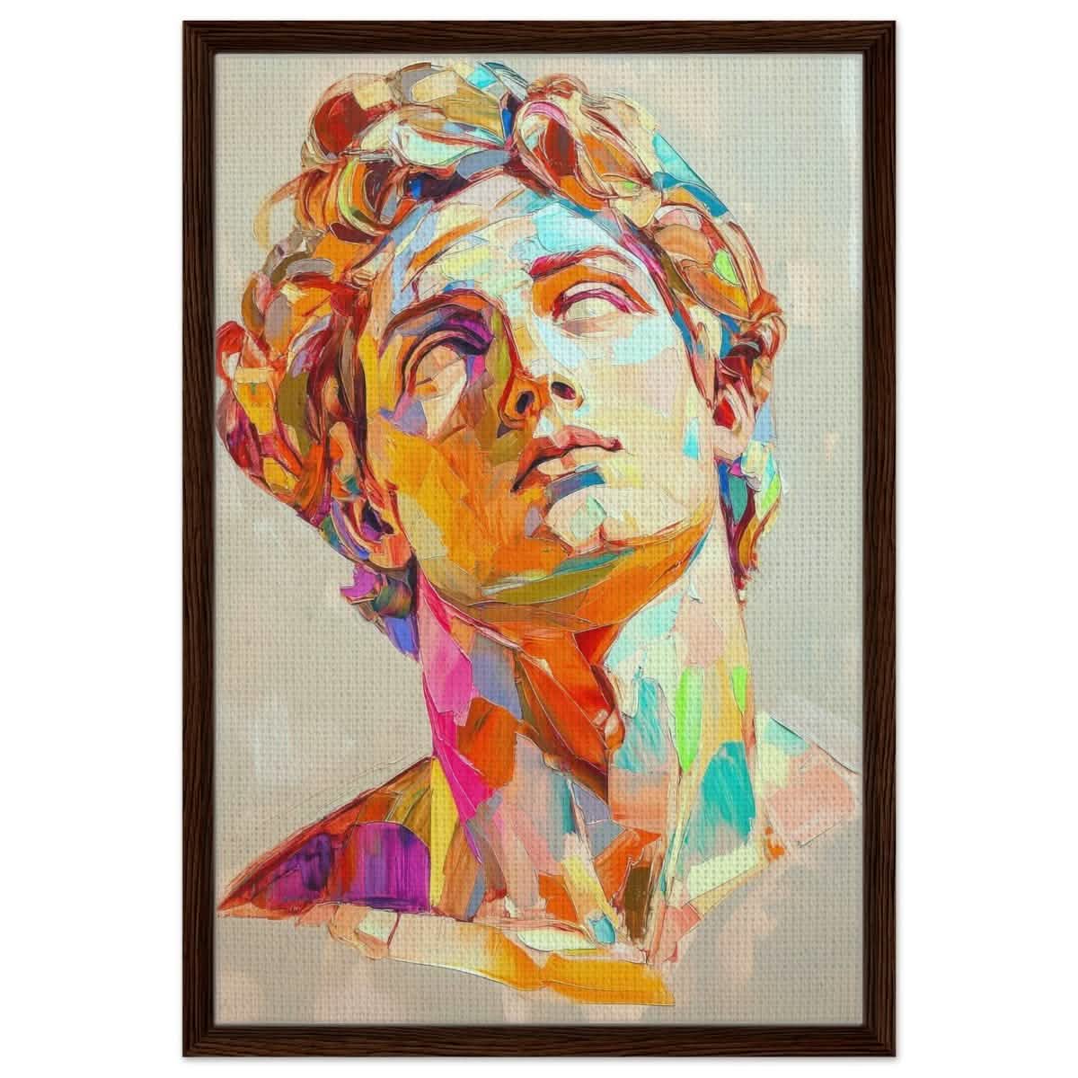 Vivid Apollo | modern abstract portrait - Framed Canvas - 50x75 cm / 20x30″ - Dark wood frame