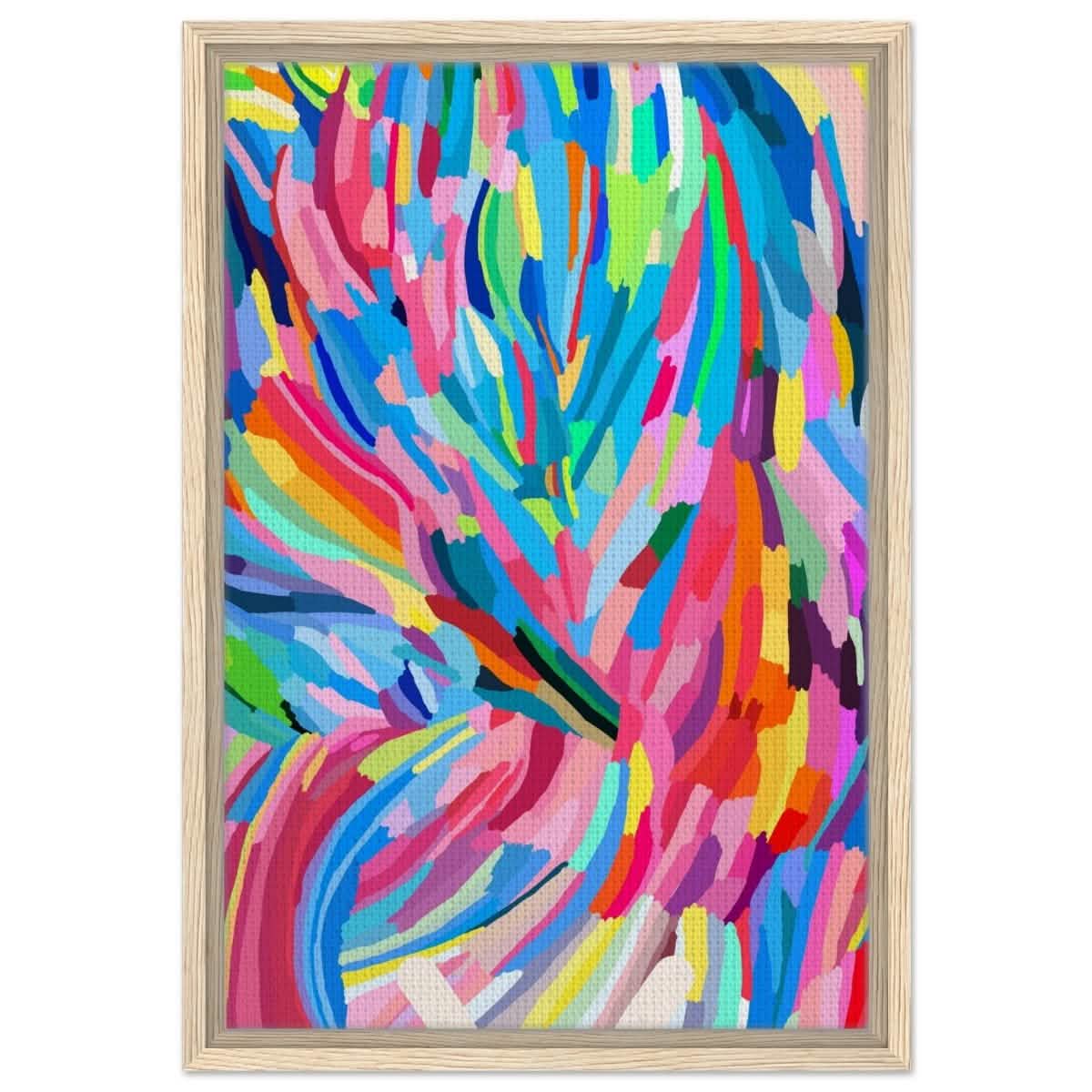 Vivid Energy: The Spectrum of Expression | Abstract Expressionism wall art print - 40x60 cm / 16x24″ - Framed Canvas - Wood frame