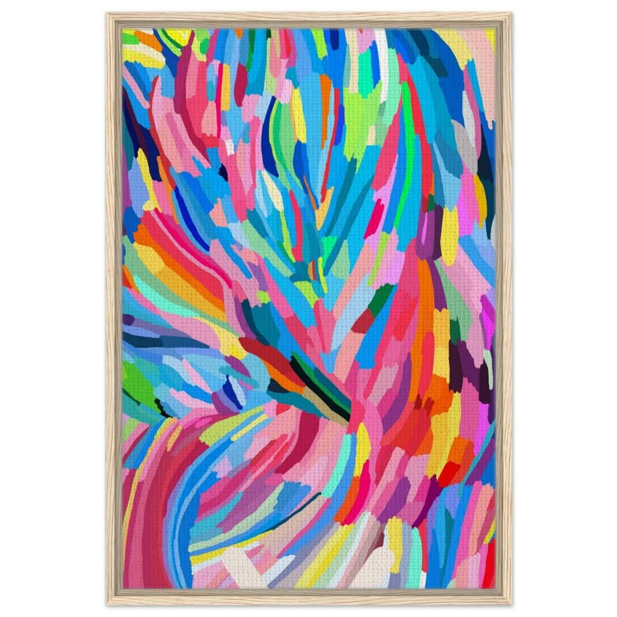 Vivid Energy: The Spectrum of Expression | Abstract Expressionism wall art print - 60x90 cm / 24x36″ - Framed Canvas - Wood frame