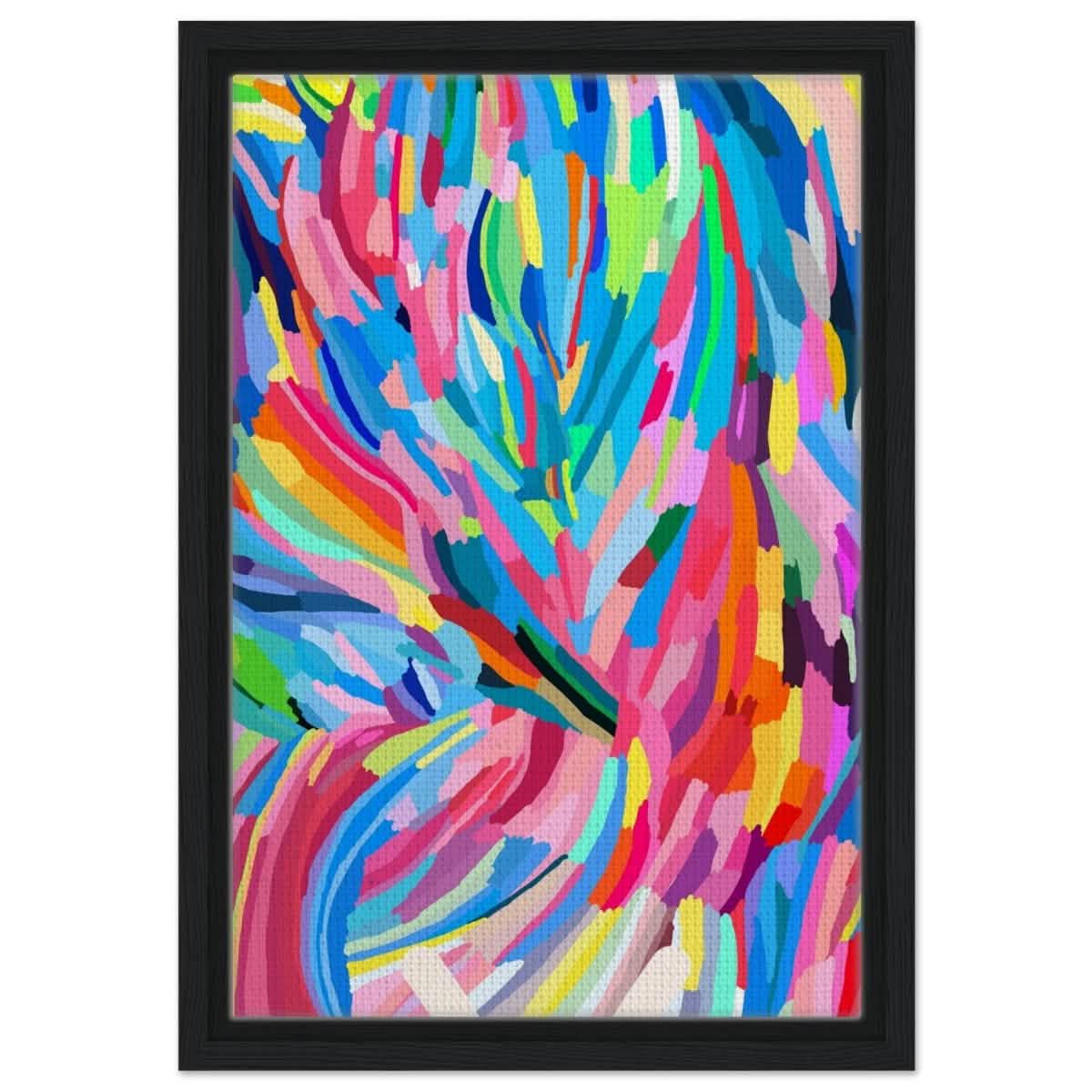 Vivid Energy: The Spectrum of Expression | Abstract Expressionism wall art print - 30x45 cm / 12x18″ - Framed Canvas - Black frame