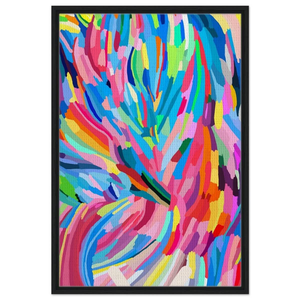 Vivid Energy: The Spectrum of Expression | Abstract Expressionism wall art print - 60x90 cm / 24x36″ - Framed Canvas - Black frame