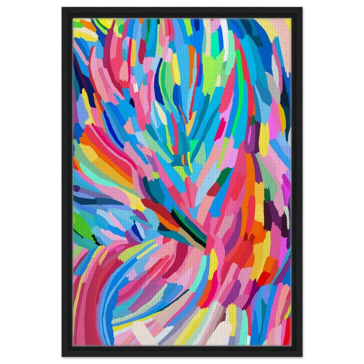 Vivid Energy: The Spectrum of Expression | Abstract Expressionism wall art print - 50x75 cm / 20x30″ - Framed Canvas - Black frame