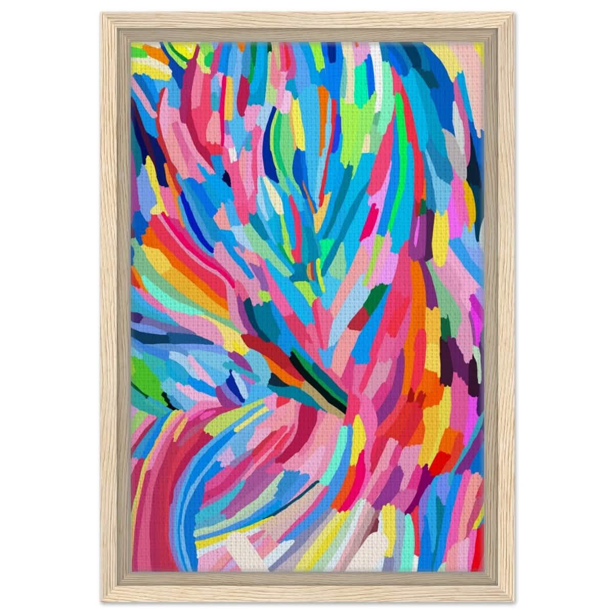 Vivid Energy: The Spectrum of Expression | Abstract Expressionism wall art print - 30x45 cm / 12x18″ - Framed Canvas - Wood frame