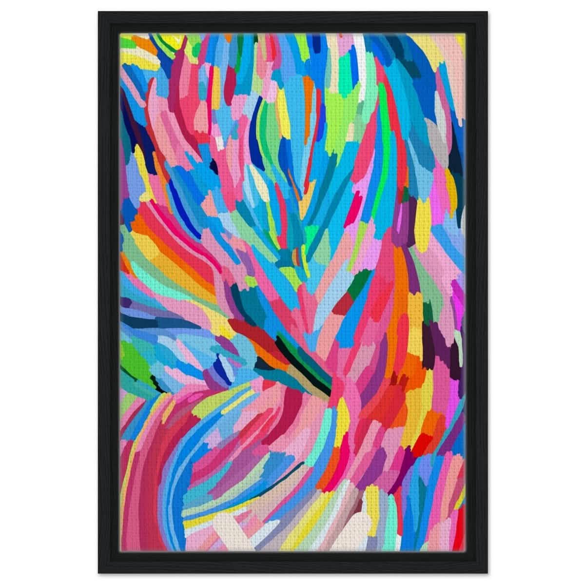 Vivid Energy: The Spectrum of Expression | Abstract Expressionism wall art print - 40x60 cm / 16x24″ - Framed Canvas - Black frame