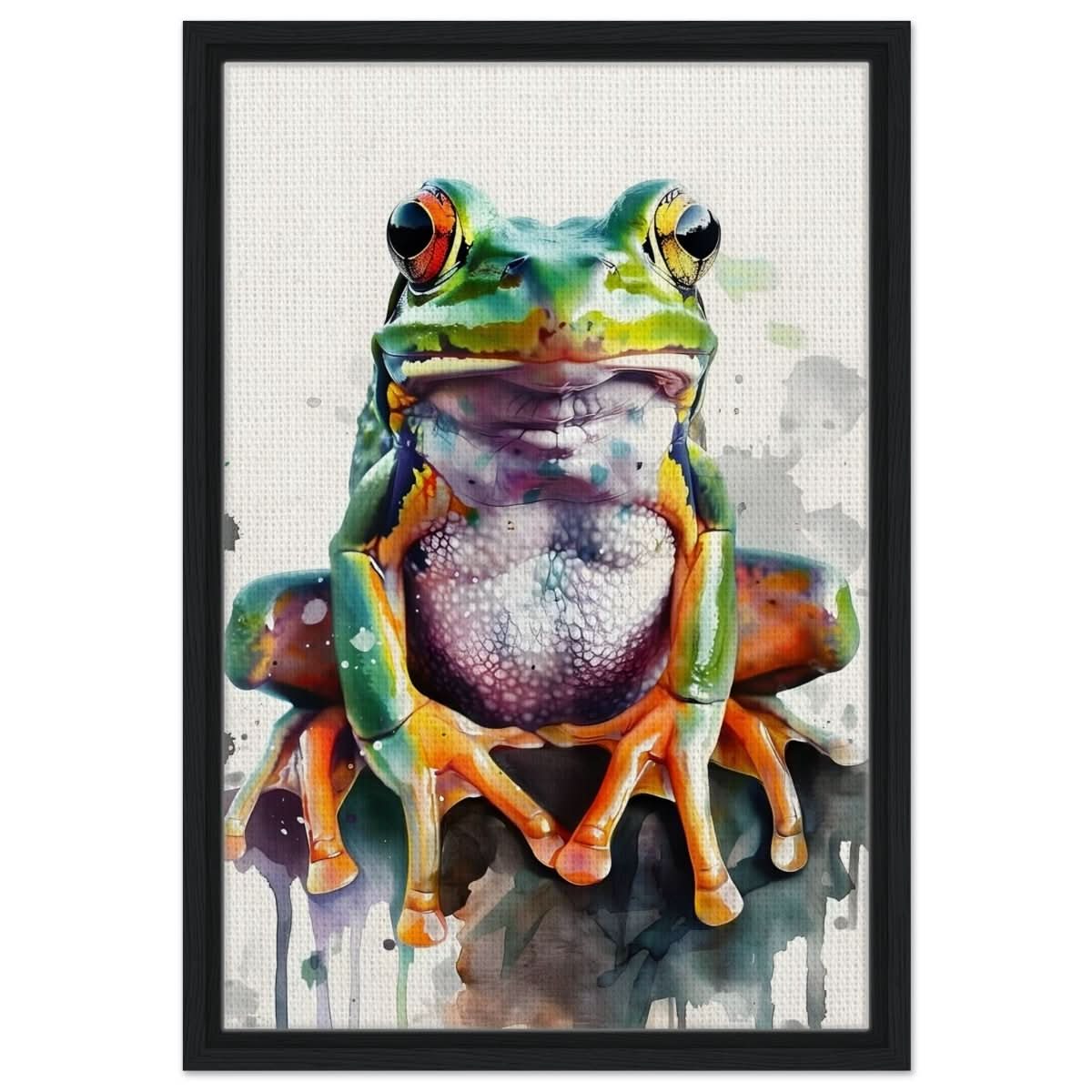 Vivid Leap | Modern watercolor - inspired digital art - 40x60 cm / 16x24″ - Framed Canvas - Black frame