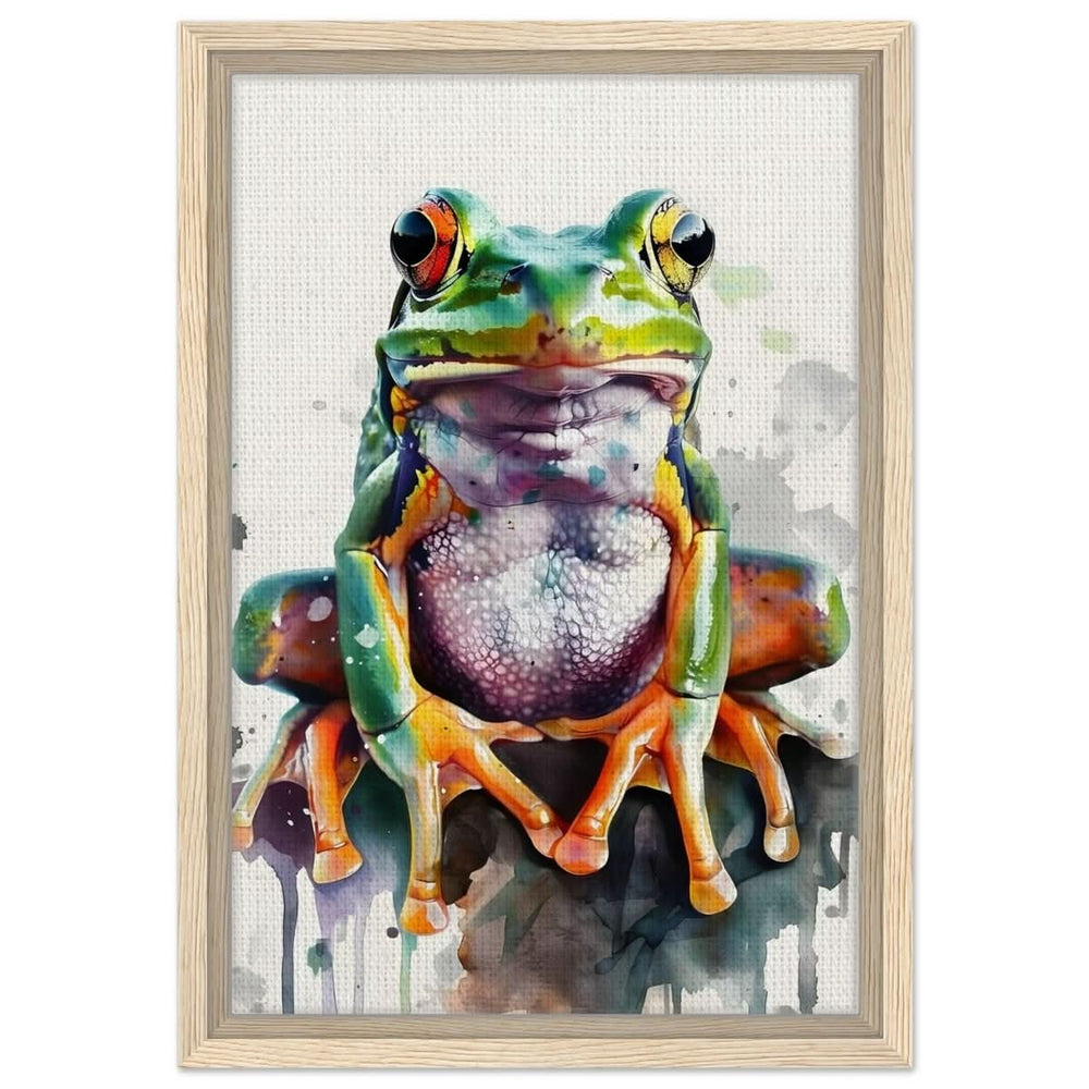Vivid Leap | Modern watercolor - inspired digital art - 30x45 cm / 12x18″ - Framed Canvas - Wood frame