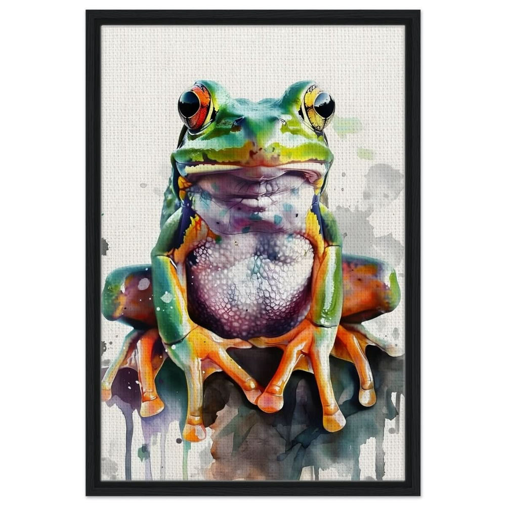 Vivid Leap | Modern watercolor - inspired digital art - 50x75 cm / 20x30″ - Framed Canvas - Black frame