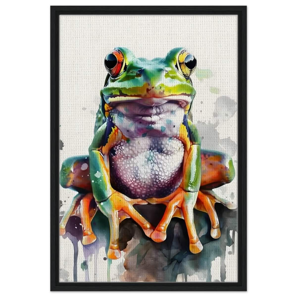 Vivid Leap | Modern watercolor - inspired digital art - 50x75 cm / 20x30″ - Framed Canvas - Black frame