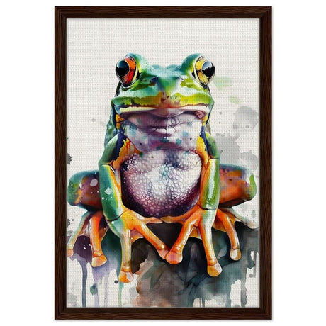 Vivid Leap | Modern watercolor - inspired digital art - 40x60 cm / 16x24″ - Framed Canvas - Dark wood frame