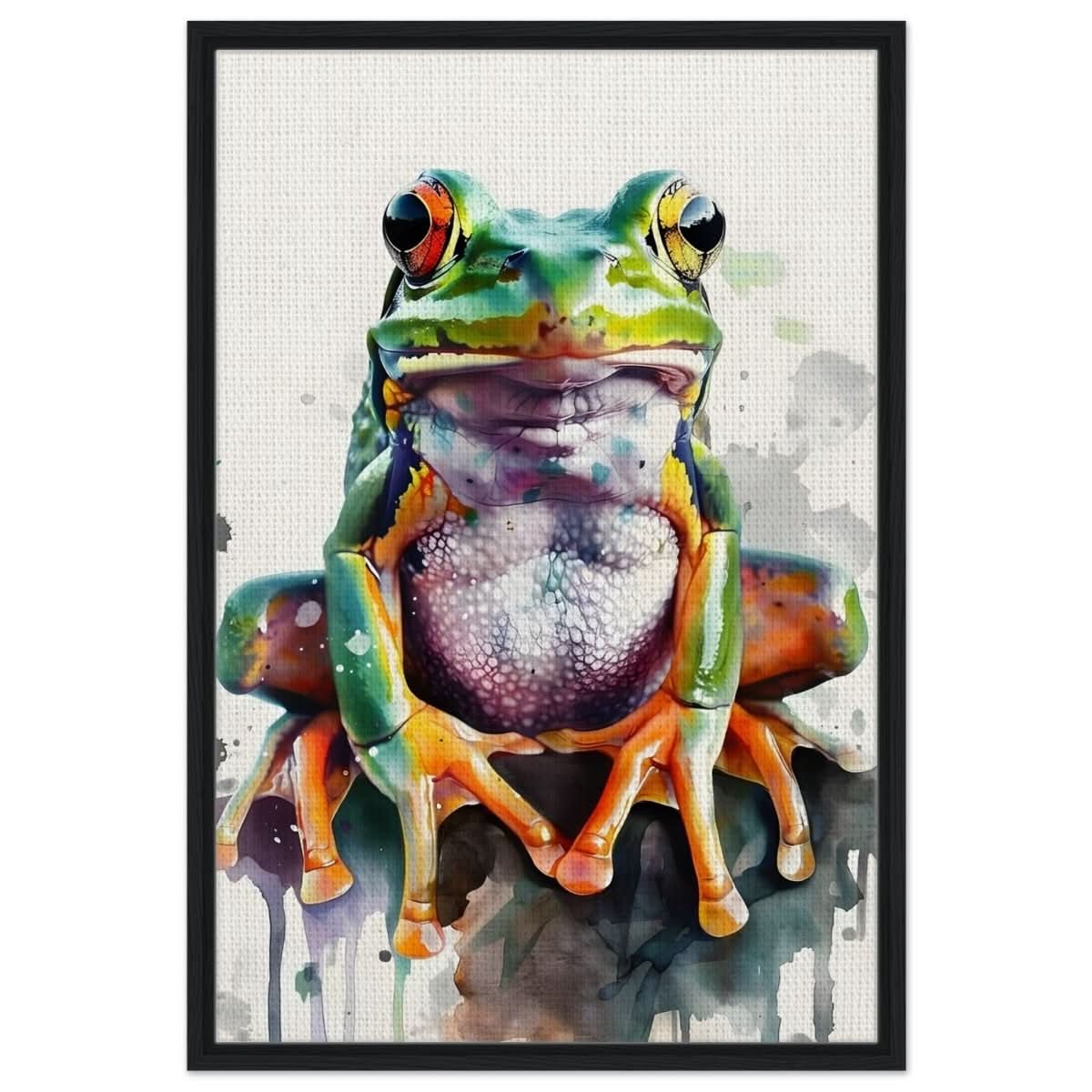 Vivid Leap | Modern watercolor - inspired digital art - 60x90 cm / 24x36″ - Framed Canvas - Black frame
