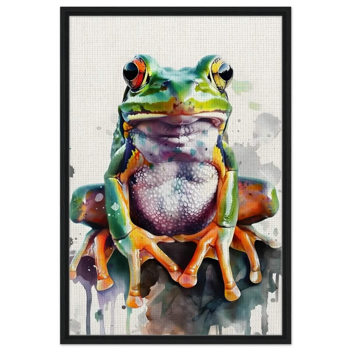 Vivid Leap | Modern watercolor - inspired digital art - 60x90 cm / 24x36″ - Framed Canvas - Black frame