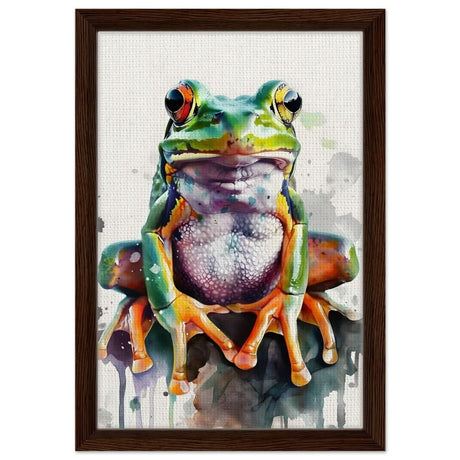 Vivid Leap | Modern watercolor - inspired digital art - 30x45 cm / 12x18″ - Framed Canvas - Dark wood frame