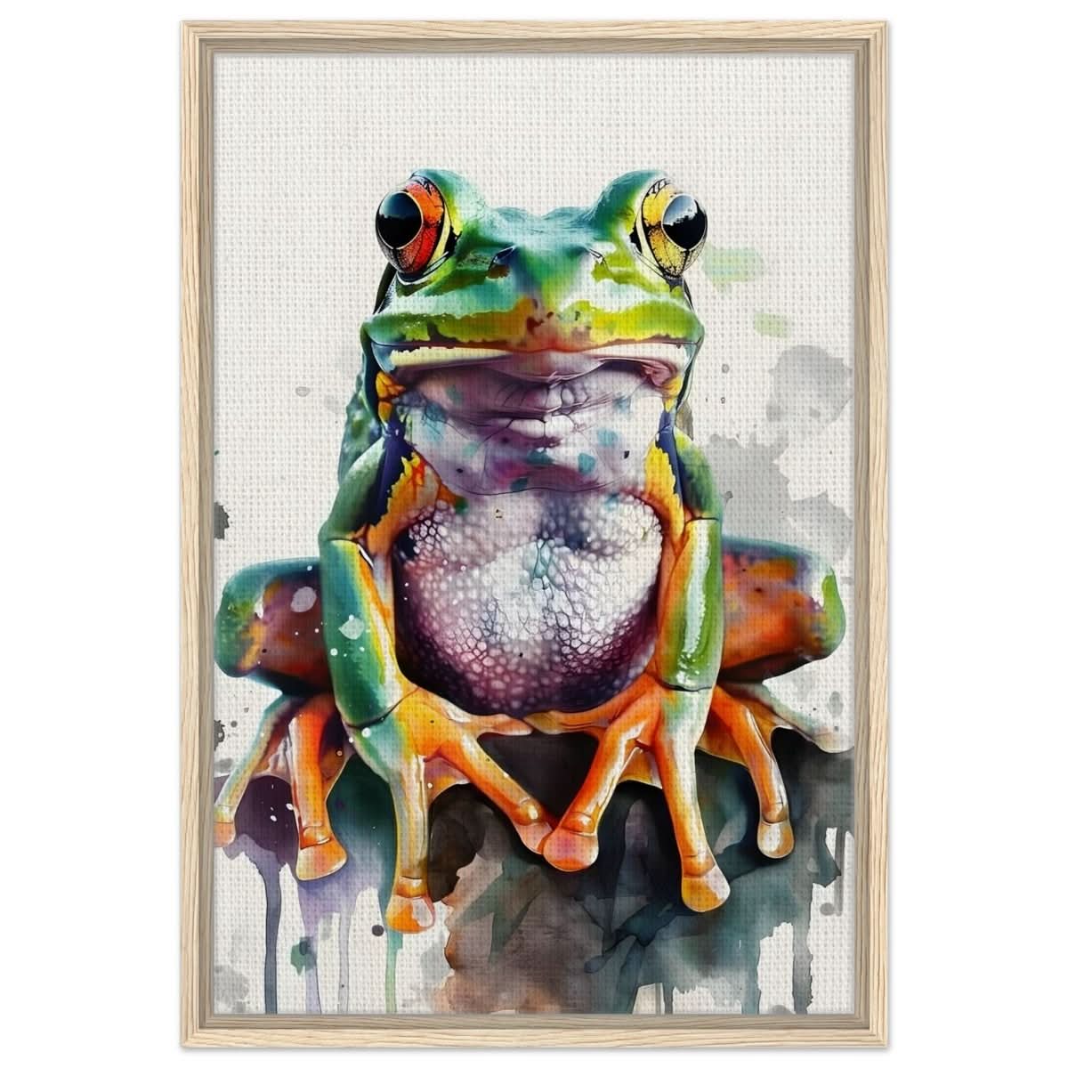 Vivid Leap | Modern watercolor - inspired digital art - 50x75 cm / 20x30″ - Framed Canvas - Wood frame