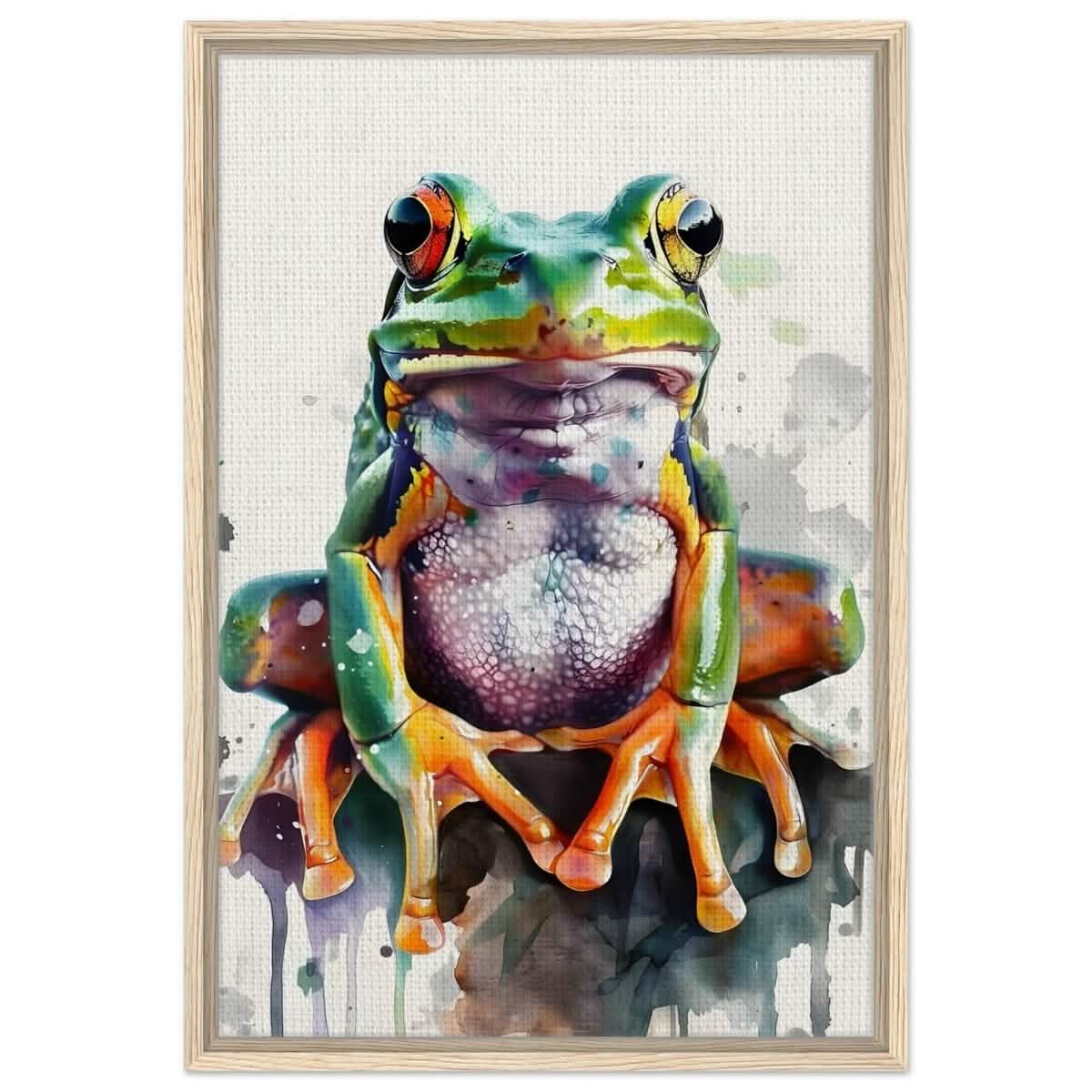 Vivid Leap | Modern watercolor - inspired digital art - 50x75 cm / 20x30″ - Framed Canvas - Wood frame