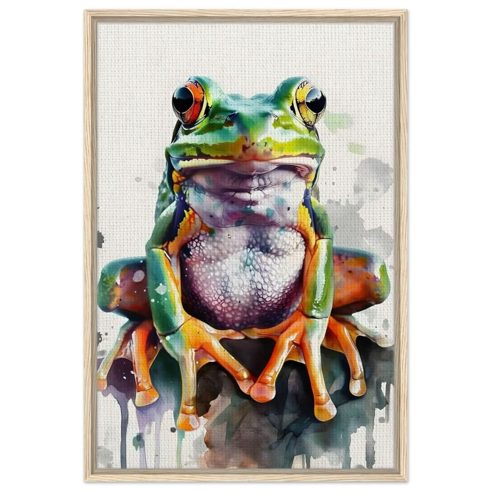 Vivid Leap | Modern watercolor - inspired digital art - 60x90 cm / 24x36″ - Framed Canvas - Wood frame