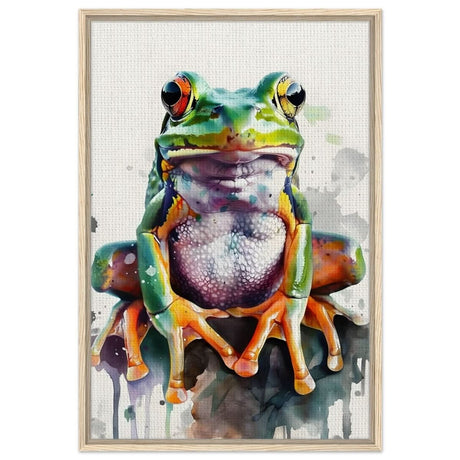 Vivid Leap | Modern watercolor - inspired digital art - 60x90 cm / 24x36″ - Framed Canvas - Wood frame