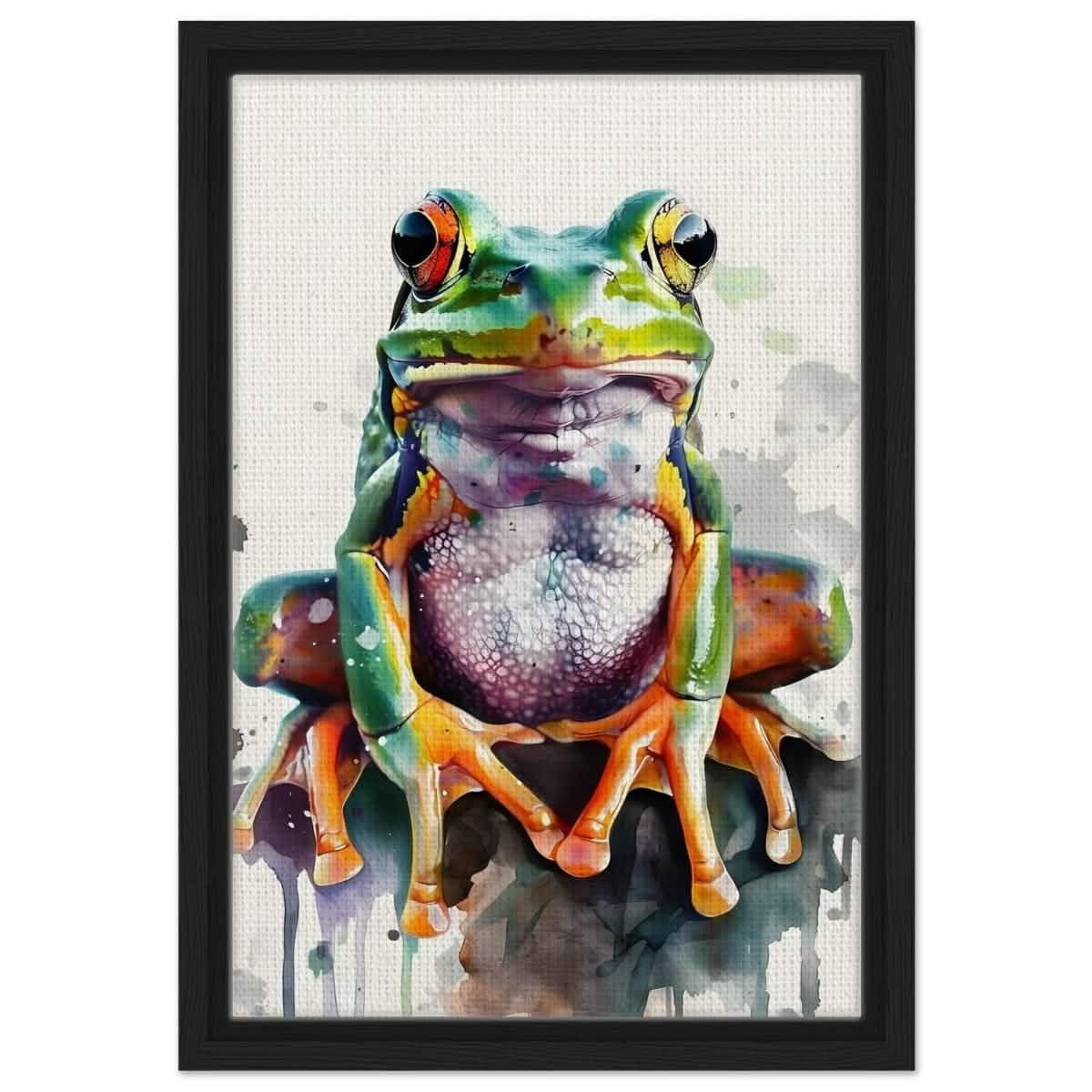 Vivid Leap | Modern watercolor - inspired digital art - 30x45 cm / 12x18″ - Framed Canvas - Black frame