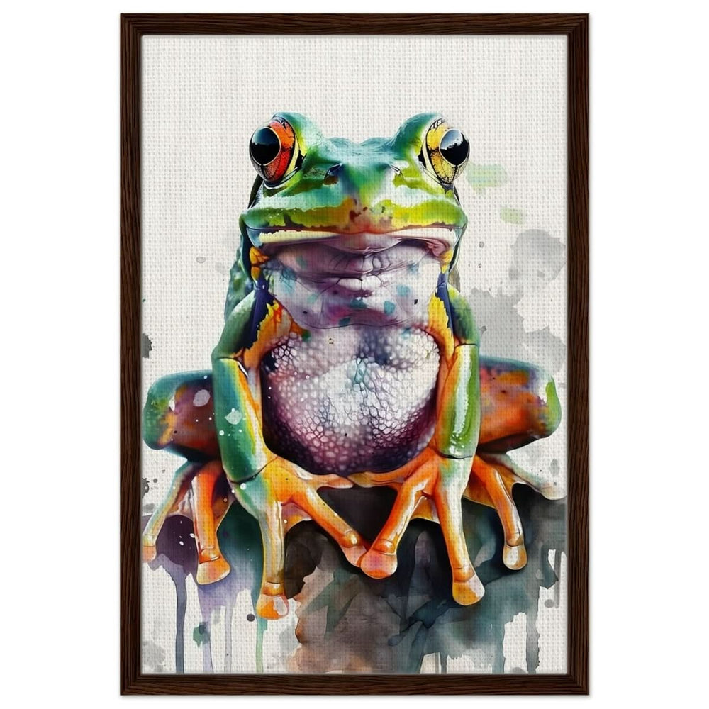 Vivid Leap | Modern watercolor - inspired digital art - 50x75 cm / 20x30″ - Framed Canvas - Dark wood frame