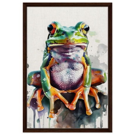 Vivid Leap | Modern watercolor - inspired digital art - 50x75 cm / 20x30″ - Framed Canvas - Dark wood frame