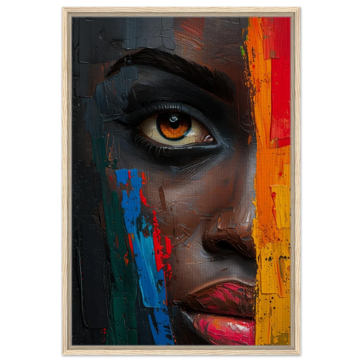 "Vivid Reflections" – Contemporary Abstract Portrait Art | Wall art Print - Framed Canvas - 60x90 cm / 24x36″ - Wood frame