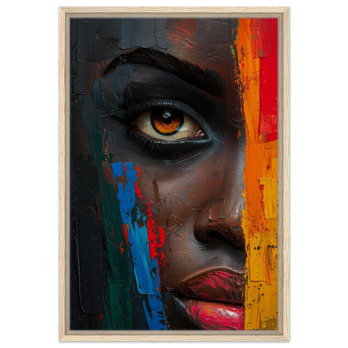 "Vivid Reflections" – Contemporary Abstract Portrait Art | Wall art Print - Framed Canvas - 50x75 cm / 20x30″ - Wood frame