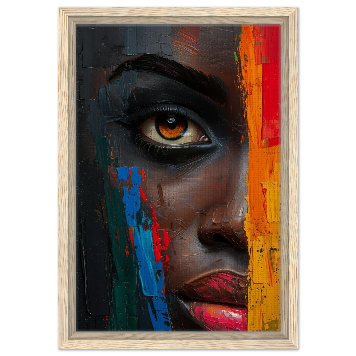 "Vivid Reflections" – Contemporary Abstract Portrait Art | Wall art Print - Framed Canvas - 30x45 cm / 12x18″ - Wood frame