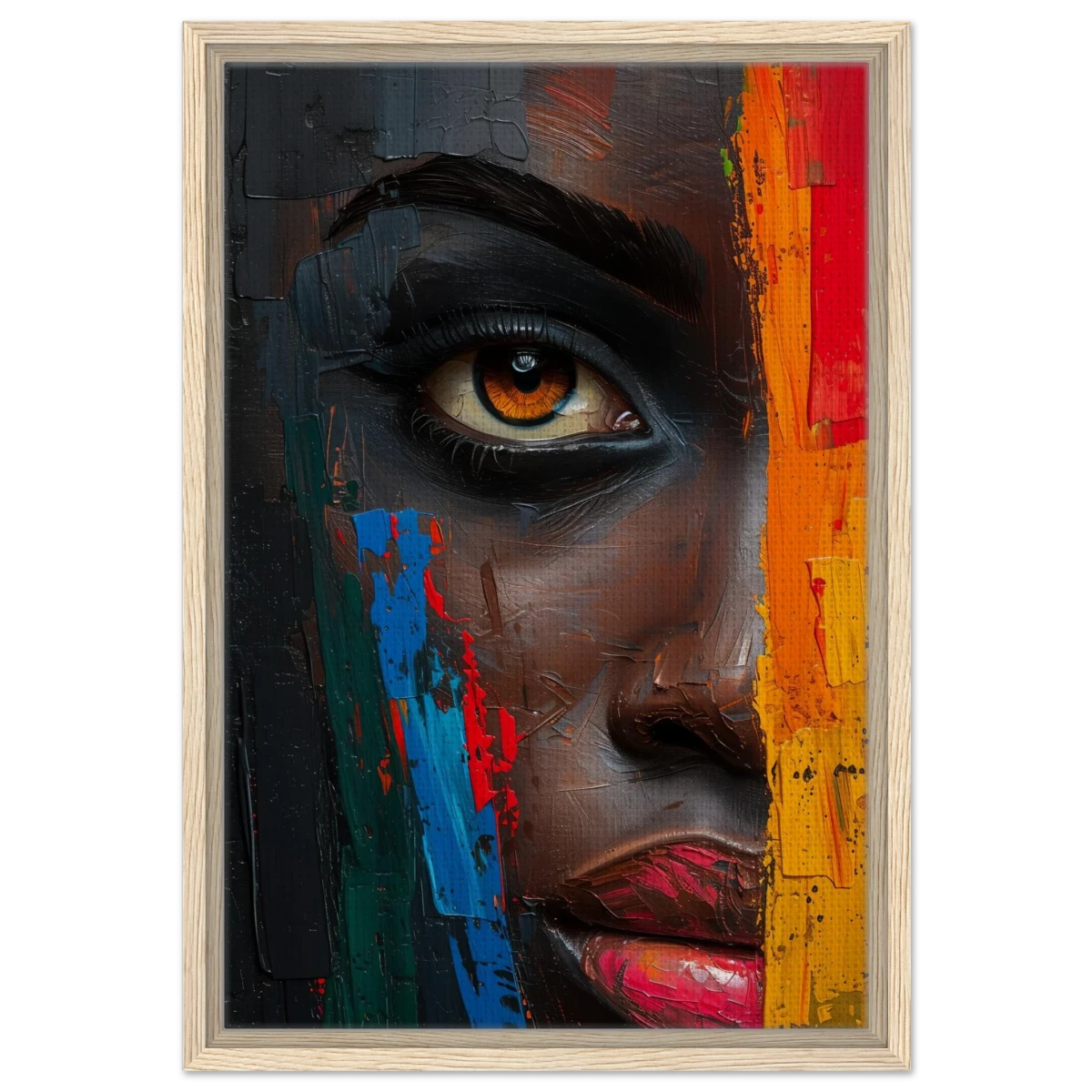 "Vivid Reflections" – Contemporary Abstract Portrait Art | Wall art Print - Framed Canvas - 40x60 cm / 16x24″ - Wood frame