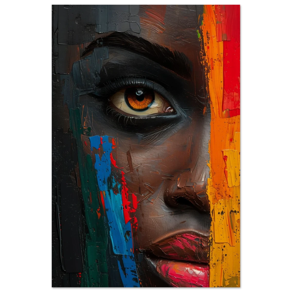 "Vivid Reflections" – Contemporary Abstract Portrait Art | Wall art Print - Wood Prints - 30x45 cm / 12x18″ -