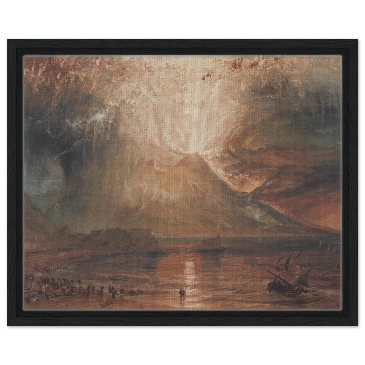"Volcanic" – Romantic Eruption Wall Art Print Inspired by Vesuvius - Framed Canvas - 40x50 cm / 16x20″ - Black frame