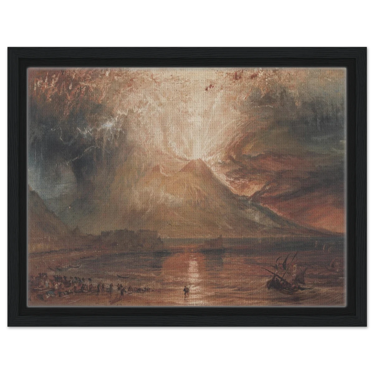 "Volcanic" – Romantic Eruption Wall Art Print Inspired by Vesuvius - Framed Canvas - 30x40 cm / 12x16″ - Black frame