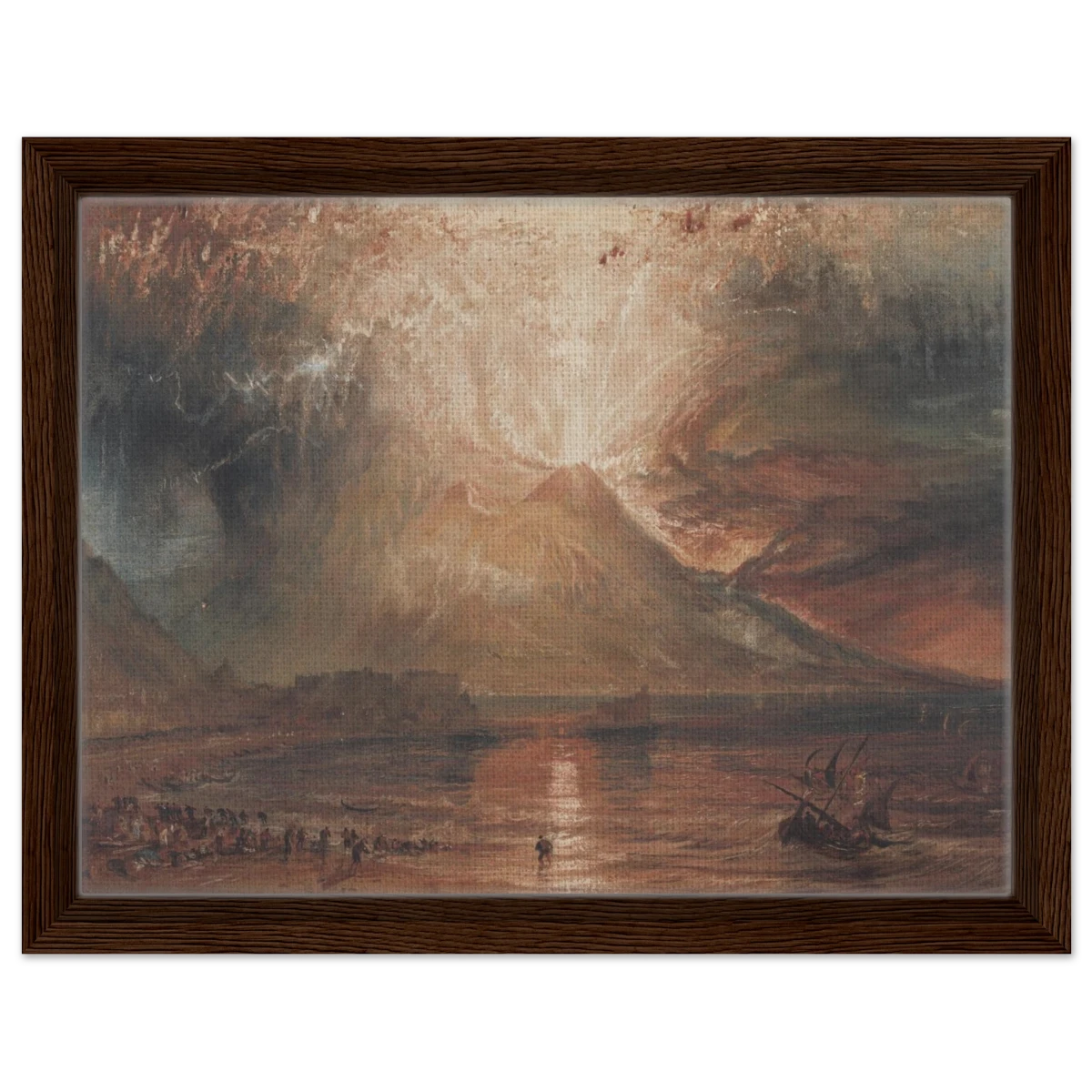 "Volcanic" – Romantic Eruption Wall Art Print Inspired by Vesuvius - Framed Canvas - 30x40 cm / 12x16″ - Dark wood frame