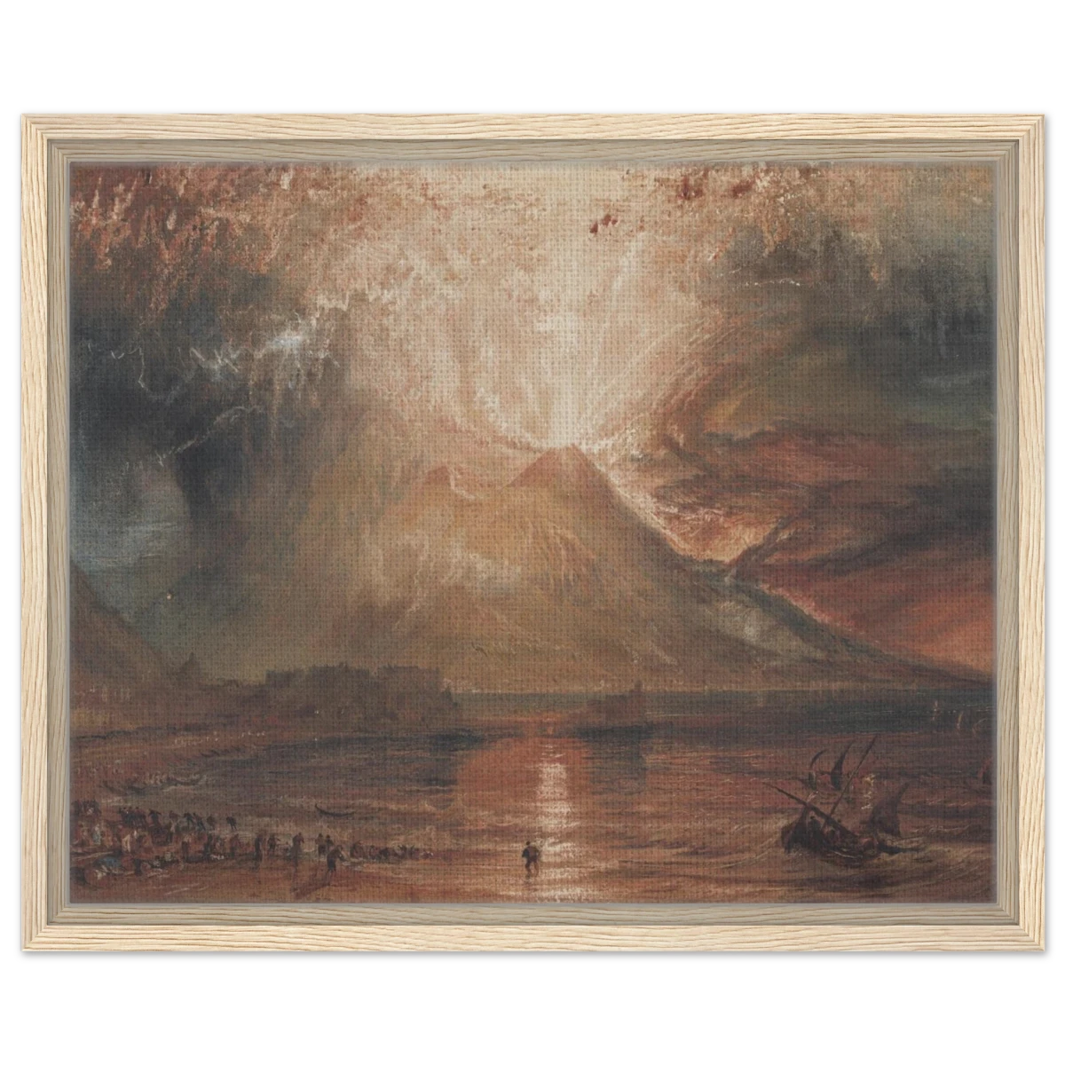 "Volcanic" – Romantic Eruption Wall Art Print Inspired by Vesuvius - Framed Canvas - 40x50 cm / 16x20″ - Wood frame
