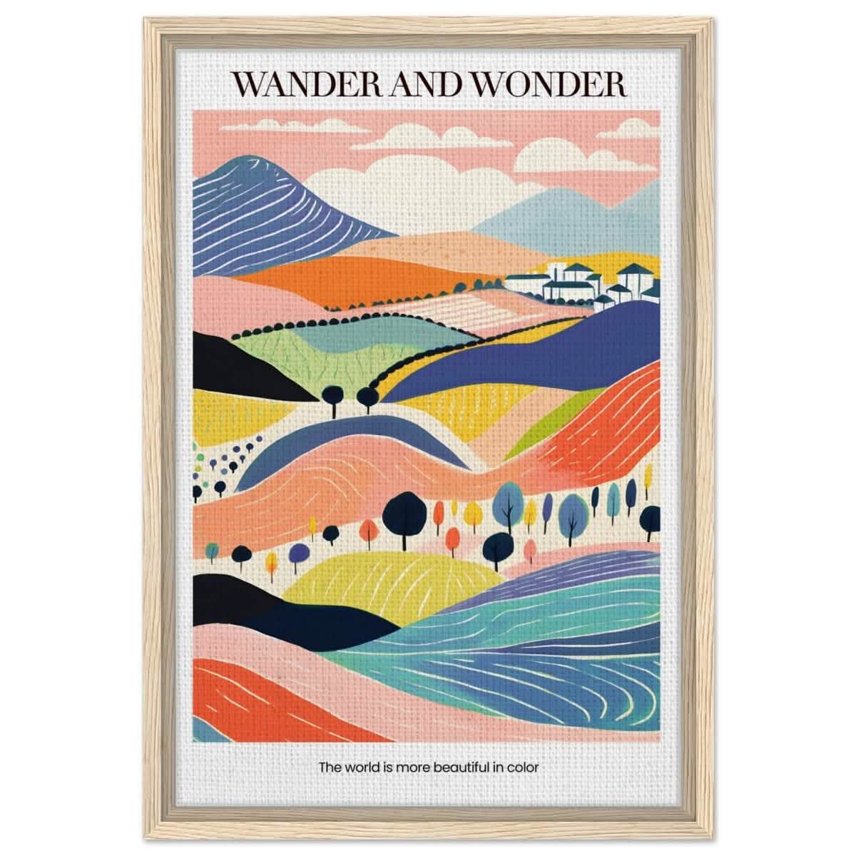 Wander and Wonder - Vibrant Landscape Print - Framed Canvas - 40x60 cm / 16x24″ - Wood frame