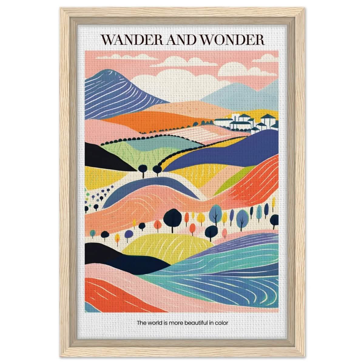 Wander and Wonder - Vibrant Landscape Print - Framed Canvas - 30x45 cm / 12x18″ - Wood frame