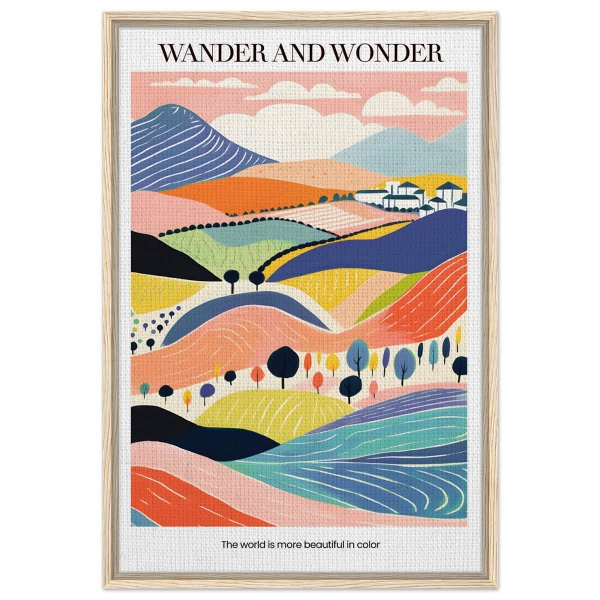 Wander and Wonder - Vibrant Landscape Print - Framed Canvas - 60x90 cm / 24x36″ - Wood frame