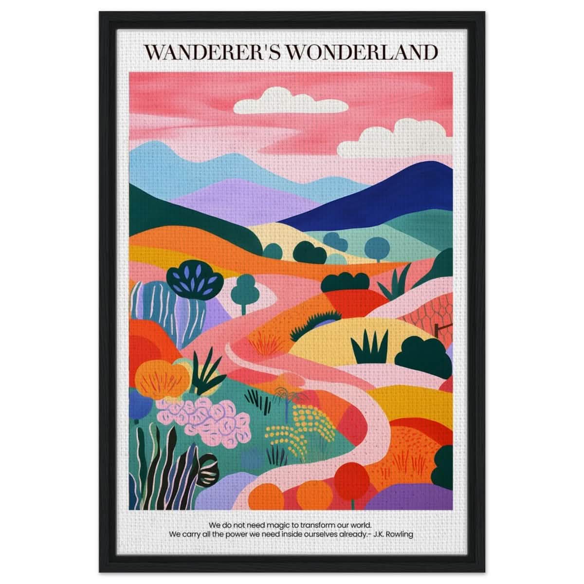 Wanderer's Wonderland - Framed Canvas - 50x75 cm / 20x30″ - Black frame