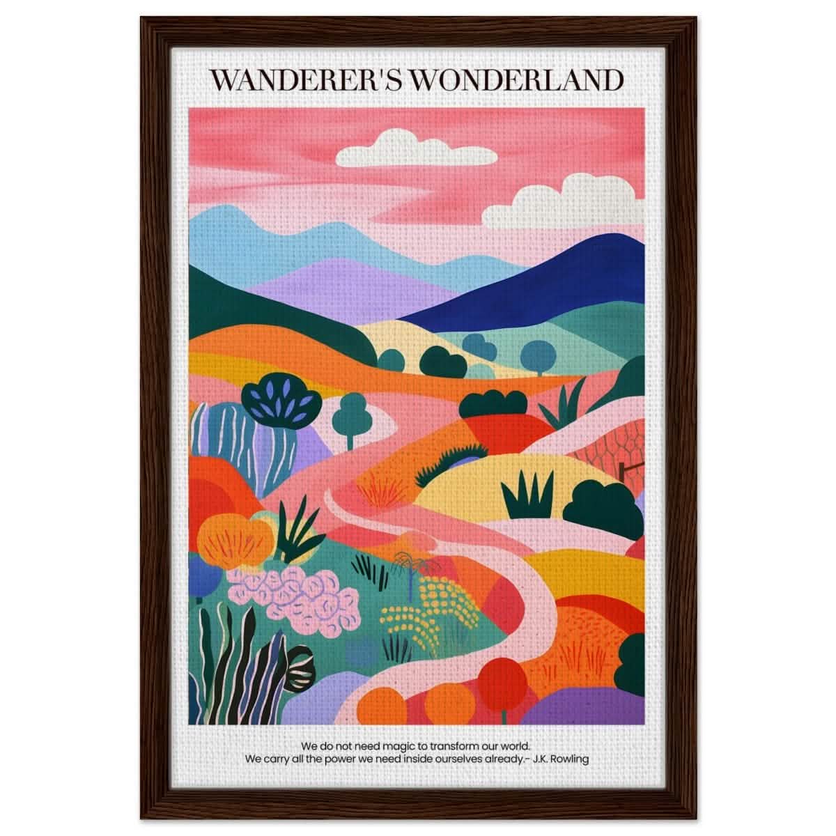 Wanderer's Wonderland - Framed Canvas - 40x60 cm / 16x24″ - Dark wood frame