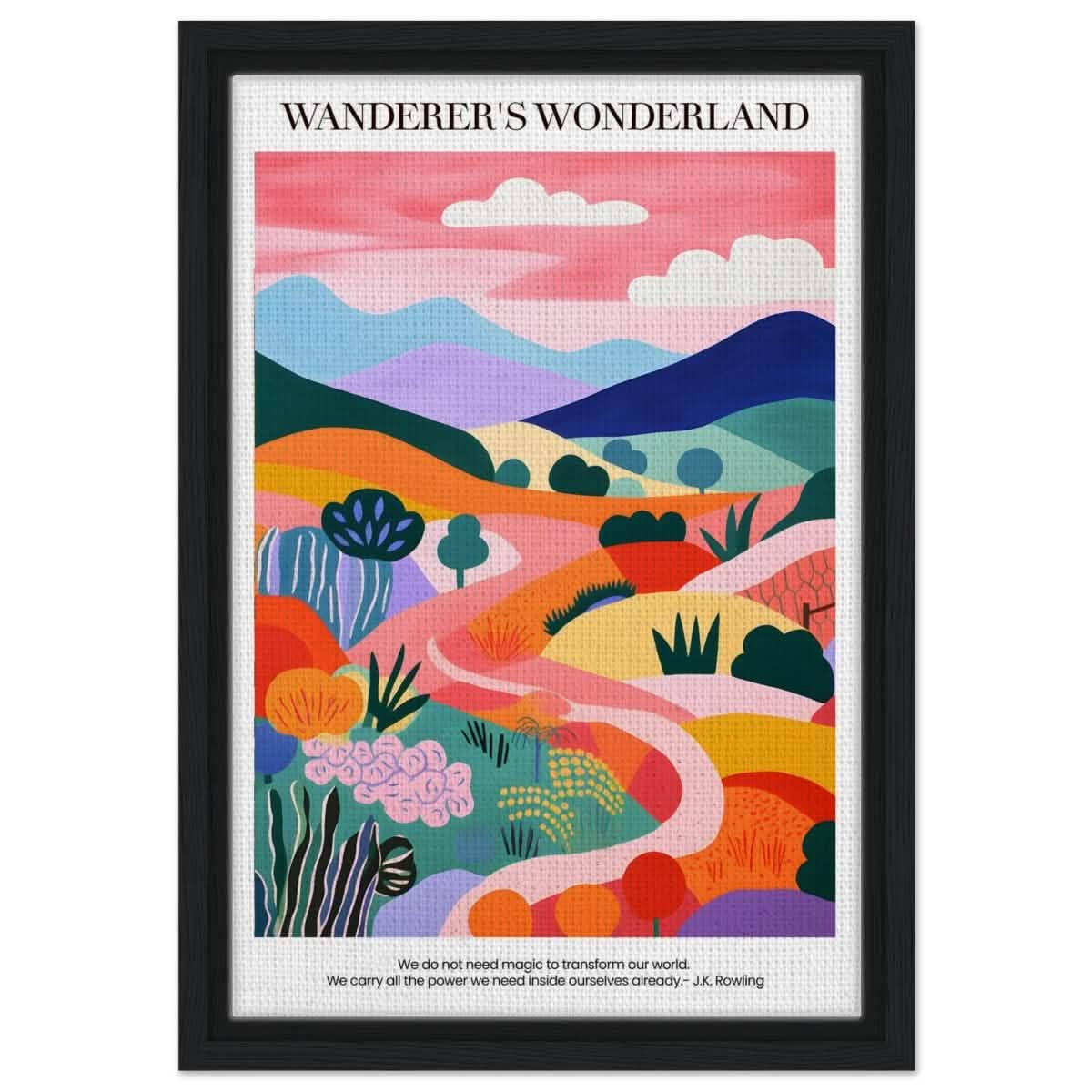 Wanderer's Wonderland - Framed Canvas - 30x45 cm / 12x18″ - Black frame