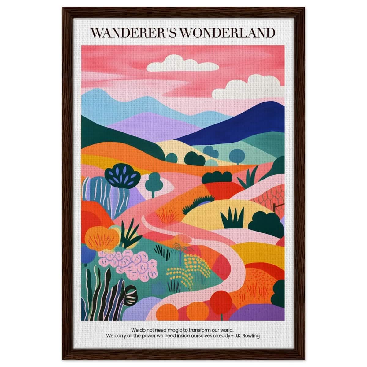 Wanderer's Wonderland - Framed Canvas - 50x75 cm / 20x30″ - Dark wood frame