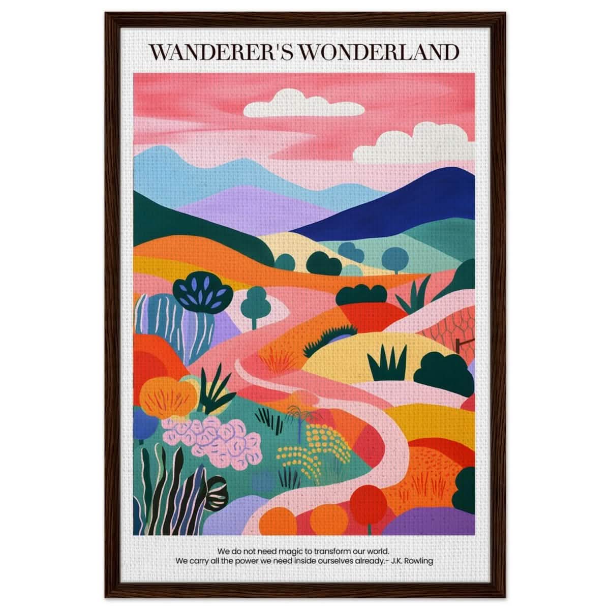Wanderer's Wonderland - Framed Canvas - 60x90 cm / 24x36″ - Dark wood frame