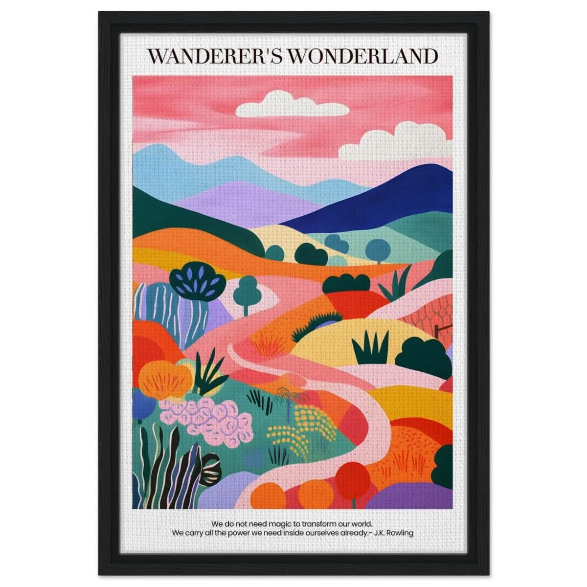 Wanderer's Wonderland - Framed Canvas - 40x60 cm / 16x24″ - Black frame