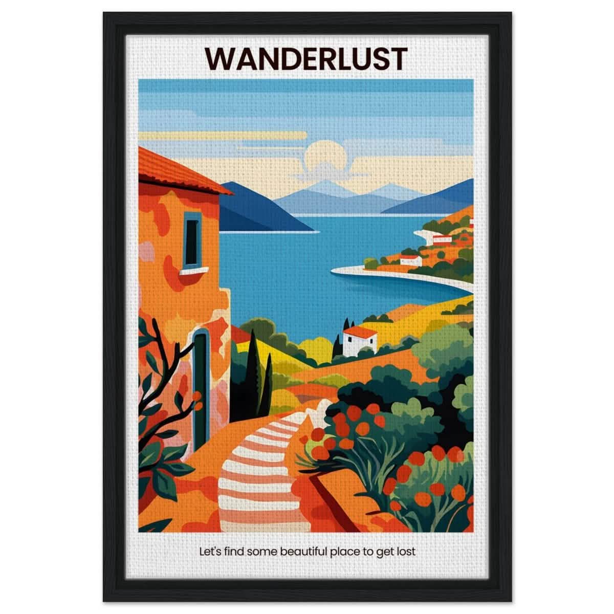 Wanderlust Horizons - Framed Canvas - 40x60 cm / 16x24″ - Black frame