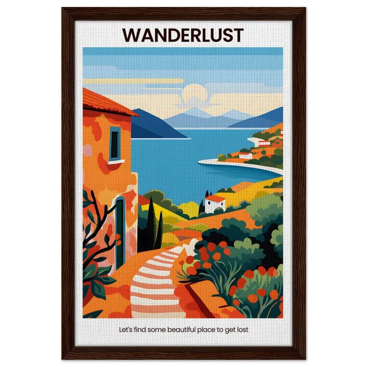 Wanderlust Horizons - Framed Canvas - 40x60 cm / 16x24″ - Dark wood frame