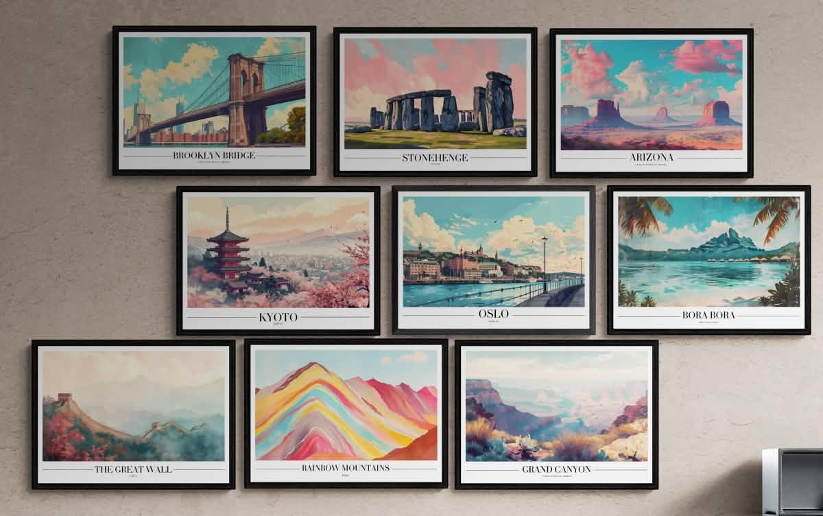 Wanderlust Wall: 9 - City Travel Art Collection - Canvas - 50X75 CM / 20X30″ -