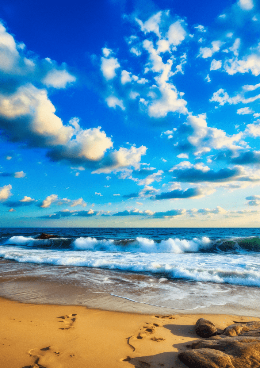 Waves of Serenity and Sky V03 | Travel Collection wall art print | Beaches and Sea - Acrylic Print - 30x45 cm / 12x18″ -