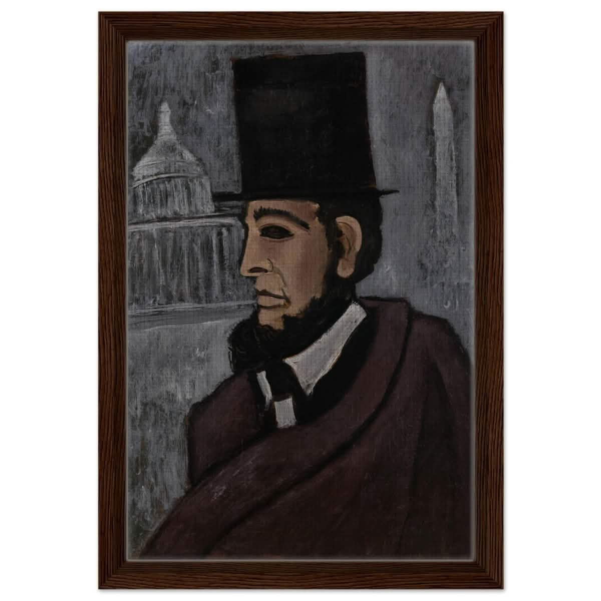 Weary of the Truth (1940) Marsden Hartley | wall art print - 30x45 cm / 12x18″ - Framed Canvas - Dark wood frame